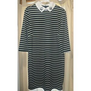 Vila Clothes Vimaiely Striped Embellished Collar Dress Navy White Size M